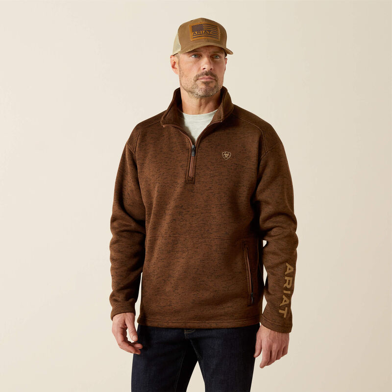 ARIAT MENS CALDWELL LOGO 1/4 ZIP SWTR (CARAFE)