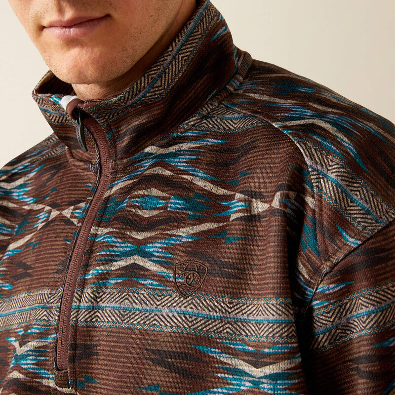 ARIAT MENS DEEP MAHOGANY SOUTHWEST CALDWELL 1/4 ZIP