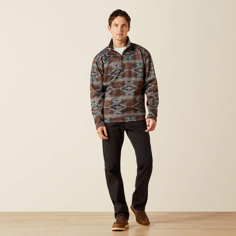 ARIAT MENS DEEP MAHOGANY SOUTHWEST CALDWELL 1/4 ZIP