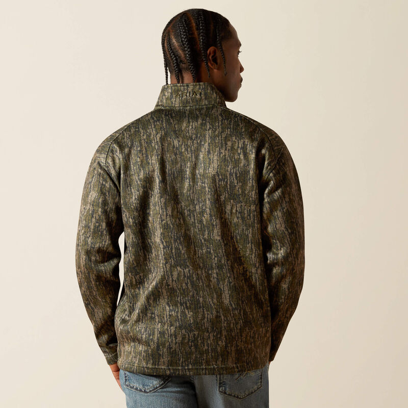 ARIAT MENS TREEBARK CAMO CALDWELL 1/4 ZIP SWEATER