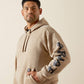 ARIAT MENS Rebar Lightweight Logo Hoodie-OATMEAL HEATHER|BLACK