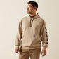 ARIAT MENS Rebar Lightweight Logo Hoodie-OATMEAL HEATHER|BLACK