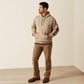 ARIAT MENS Rebar Lightweight Logo Hoodie-OATMEAL HEATHER|BLACK