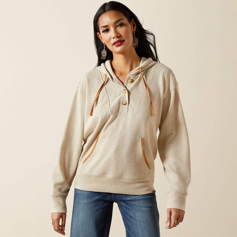 ARIAT WOMENS OATMEAL HEATHER OTTOMAN HOODIE