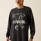 ARIAT WOMENS BLACK MINERAL WASH OVERSIZED LS TSHIRT