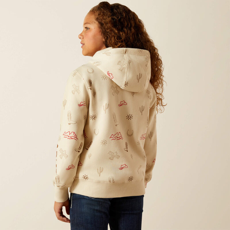 ARIAT GIRLS WESTERN STAMPS HOODIE