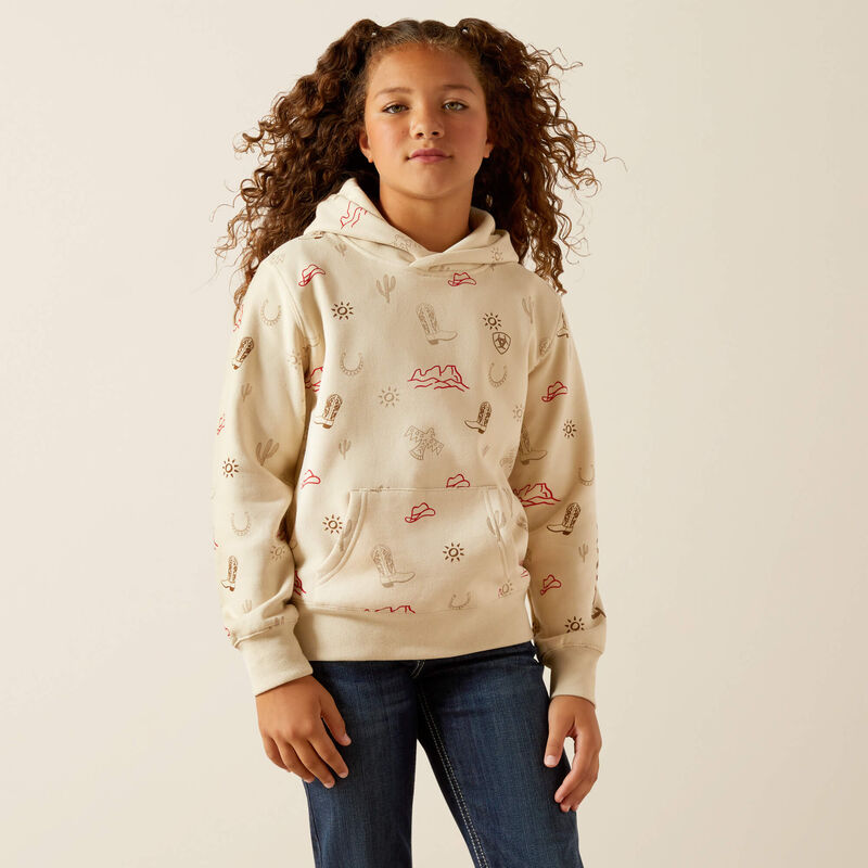 ARIAT GIRLS WESTERN STAMPS HOODIE