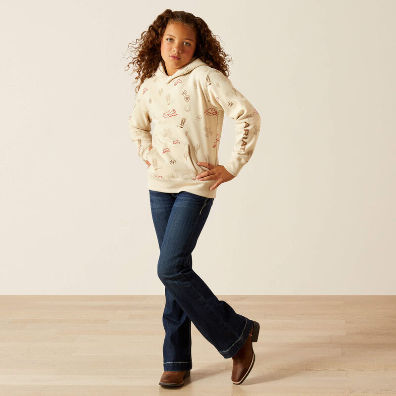ARIAT GIRLS WESTERN STAMPS HOODIE