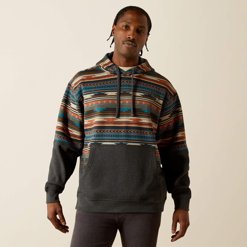 ARIAT MENS RUST SERAPE COLOR BLOCK HOODIE