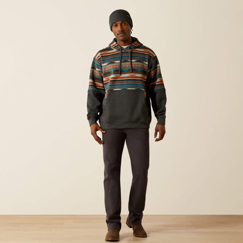 ARIAT MENS RUST SERAPE COLOR BLOCK HOODIE