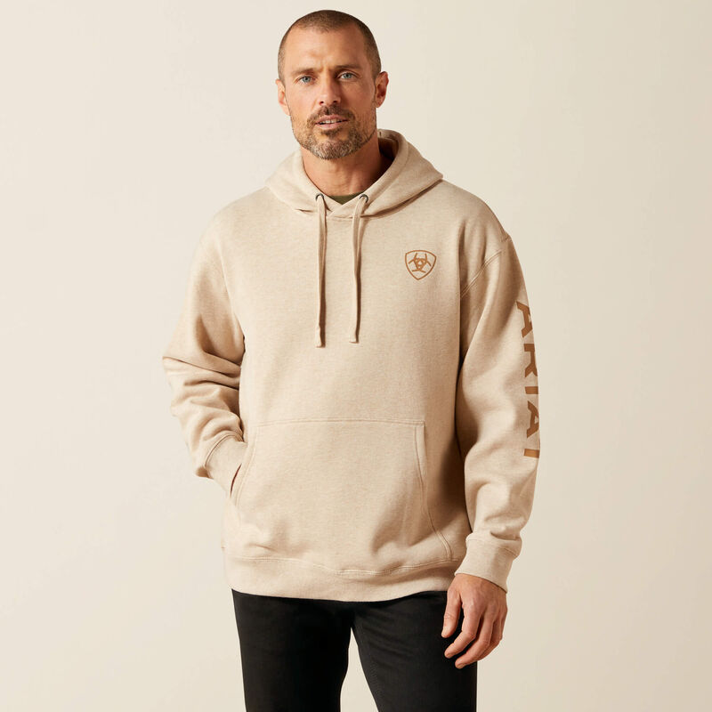 Ariat MENS Logo Hoodie-OATMEAL