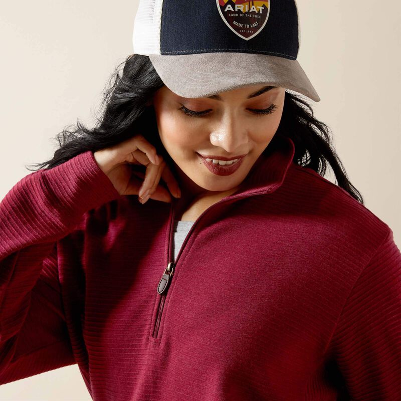 ARIAT WOMENS High Noon 1/2 Zip Pullover-BEAUJOLAIS