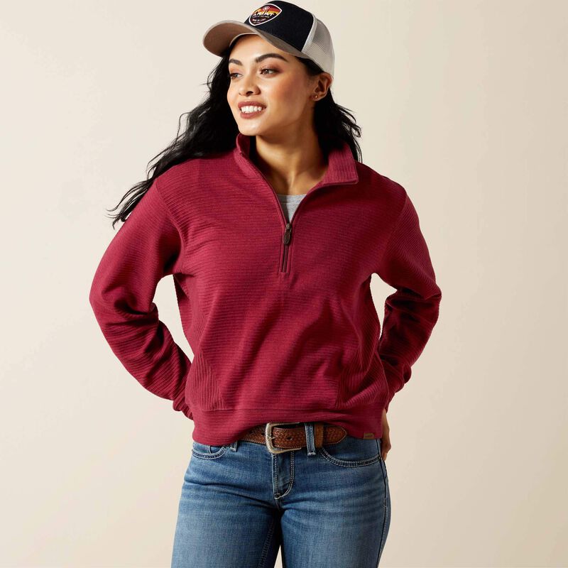 ARIAT WOMENS High Noon 1/2 Zip Pullover-BEAUJOLAIS