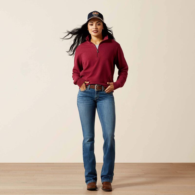 ARIAT WOMENS High Noon 1/2 Zip Pullover-BEAUJOLAIS