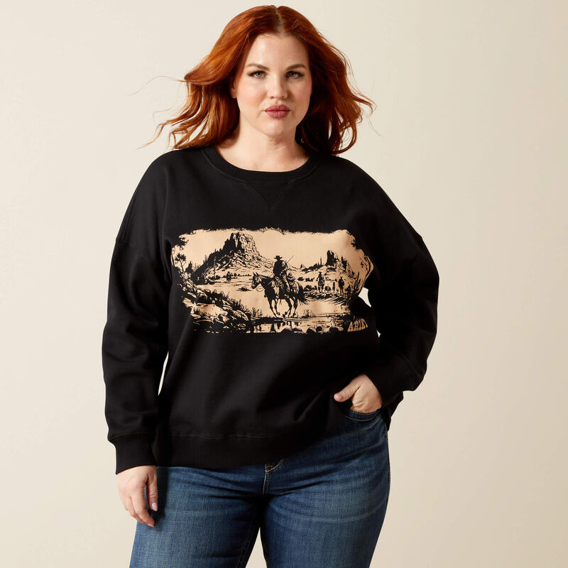 ARIAT WOMENS Outlaw Oversized Sweatshirt-BLACK
