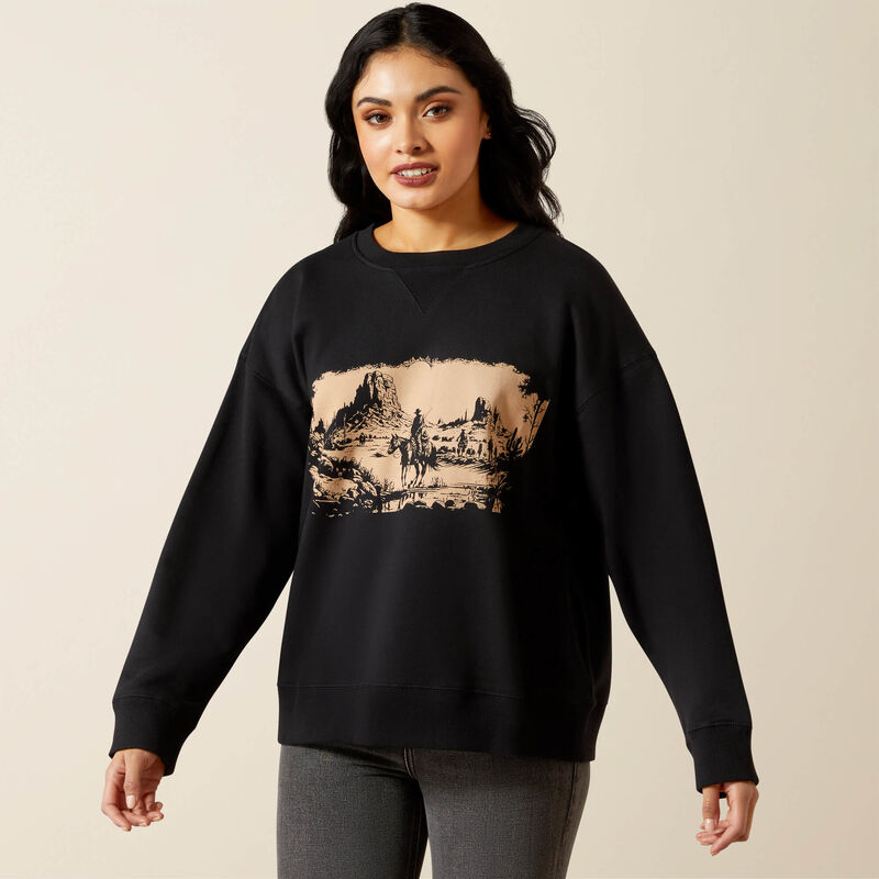 ARIAT WOMENS Outlaw Oversized Sweatshirt-BLACK