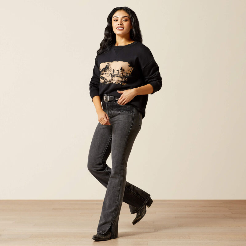 ARIAT WOMENS Outlaw Oversized Sweatshirt-BLACK