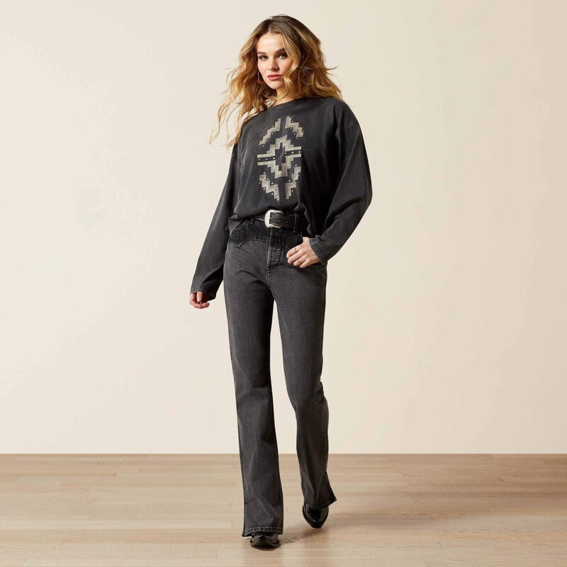 ARIAT WOMENS Hesperia T-Shirt-BLACK MINERAL WASH