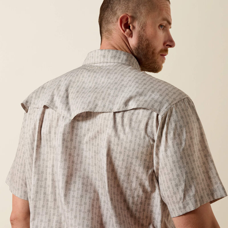 ARIAT MEN'S Printed Western VentTEK Classic Fit Snap Shirt-ISLAND FOSSIL