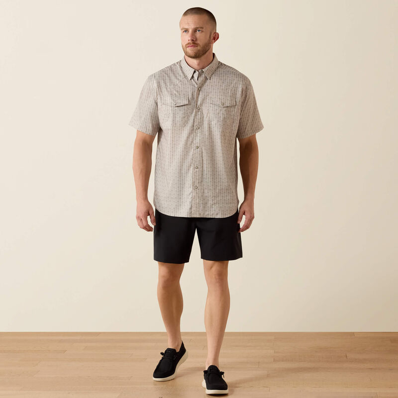 ARIAT MEN'S Printed Western VentTEK Classic Fit Snap Shirt-ISLAND FOSSIL