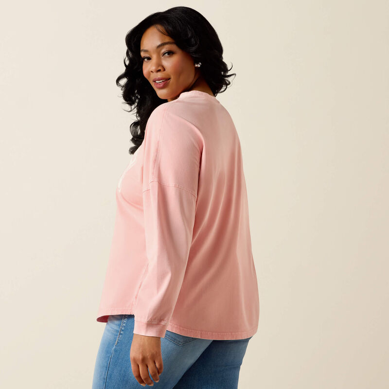 ARIAT WOMEN'S Canvas Oversized Long Sleeve T-Shirt-PINK