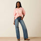 ARIAT WOMEN'S Canvas Oversized Long Sleeve T-Shirt-PINK