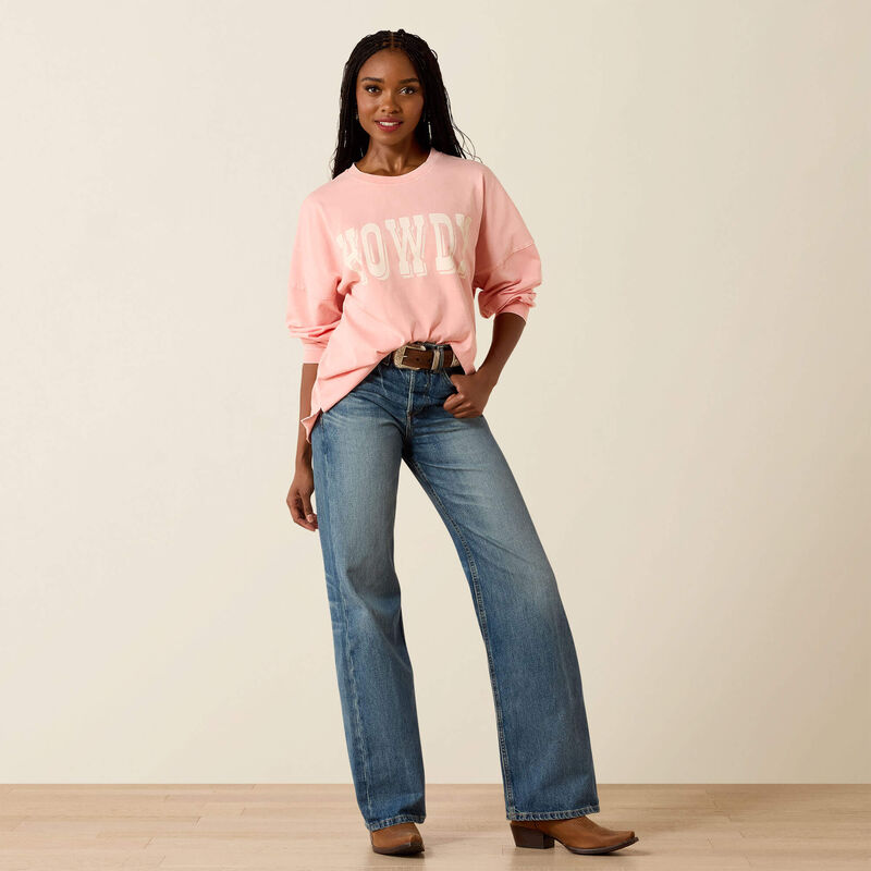 ARIAT WOMEN'S Canvas Oversized Long Sleeve T-Shirt-PINK