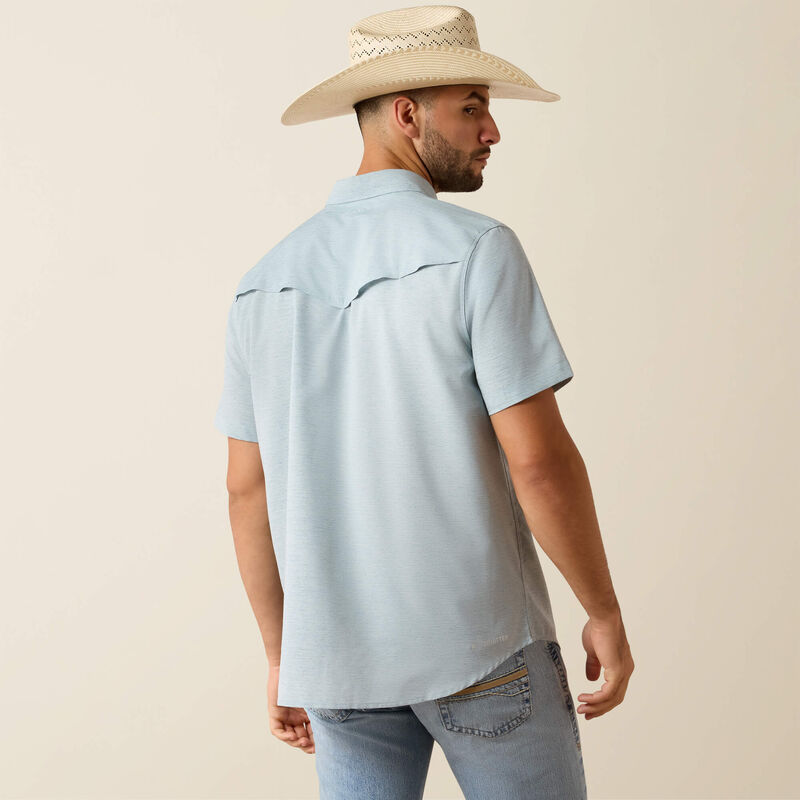 ARIAT MENS VentTEK Western Fitted Shirt-BLUE HEATHER