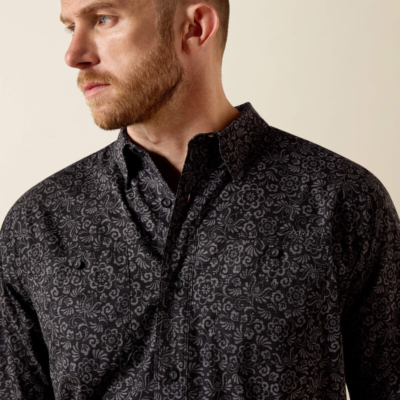 ARIAT MEN'S Printed 360 Airflow Classic Fit Shirt-BLACK