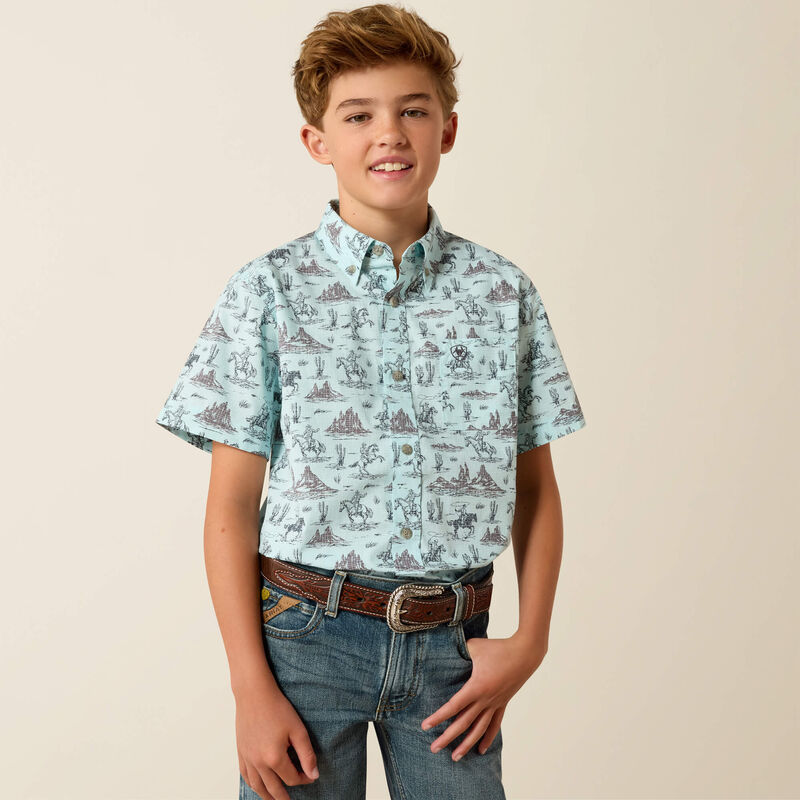 ARIAT YOUTH Pratt Shirt-BLUE GLOW