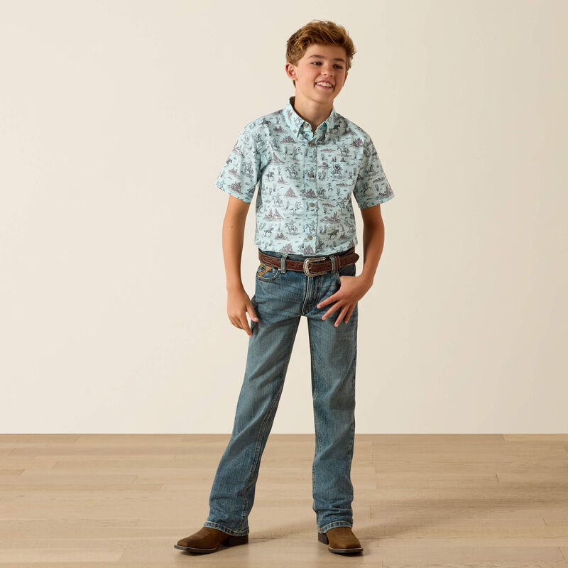 ARIAT YOUTH Pratt Shirt-BLUE GLOW