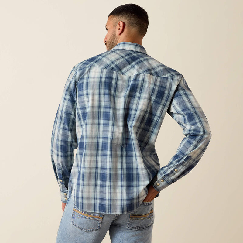 ARIAT MEN'S Retro Heathcliff Fitted Western Snap Shirt-KEY LARGO PLAID