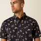 ARIAT MEN'S Mathais Modern Fit Shirt-BLACK WESTERN TOSS PRINT