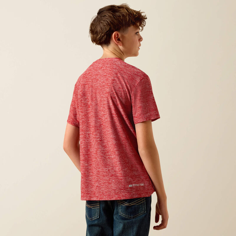 Ariat Patriot Stripe T-Shirt-YOUTH HAUTE RED HEATHER