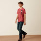Ariat Patriot Stripe T-Shirt-YOUTH HAUTE RED HEATHER