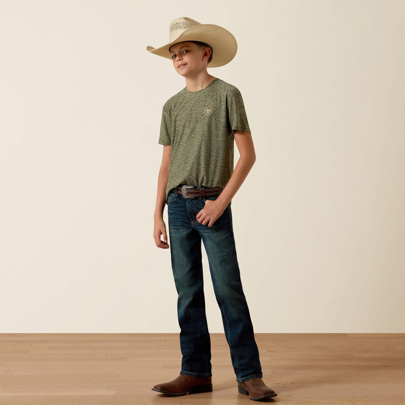 Ariat Longskull Freedom T-Shirt-DARK OLIVE HEATHER