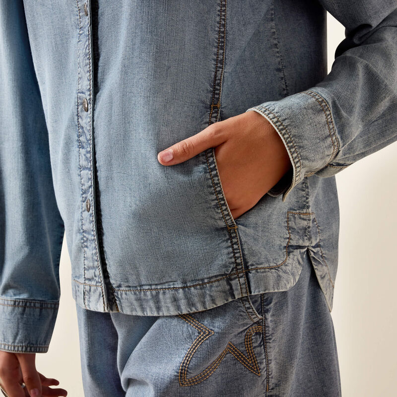 ARIATS Bonfire Shirt Jacket  - MEDIUM BLUE