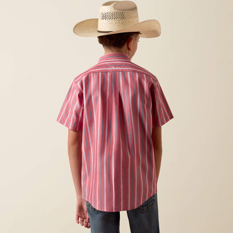 ARIAT YOUTH Pro Series Bobby Shirt-HIBISCUS RED STRIPE