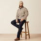 ARIAT MENS Caldwell Logo 1/4 Zip Sweater-BEIGE