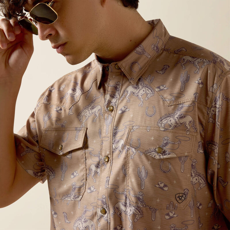 ARIAT Printed VentTEK Western Fitted Snap Shirt-CARTOUCHE