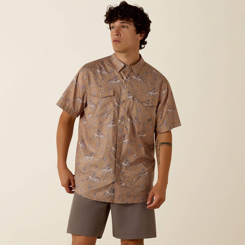 ARIAT Printed VentTEK Western Fitted Snap Shirt-CARTOUCHE