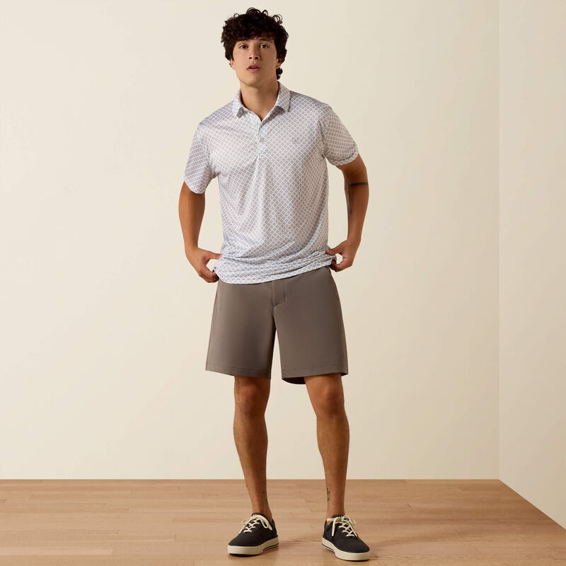 ARIAT MEN'S All Over Print Fitted Polo-WHITE GEO