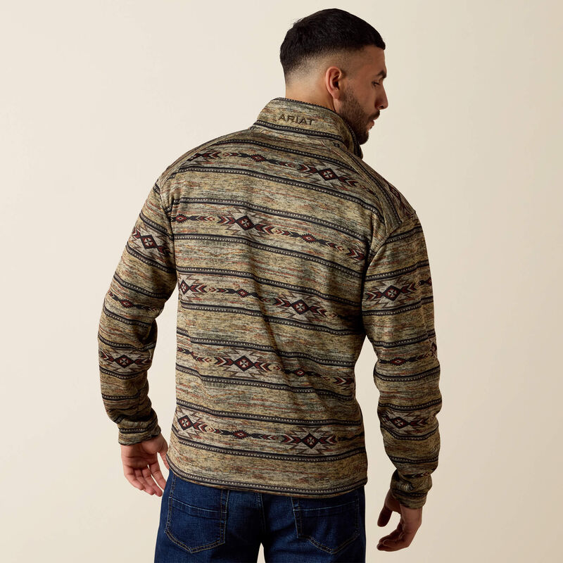 Ariat Men's Caldwell 1/4 Zip Oxford Tan Southwest Sweater 10079310