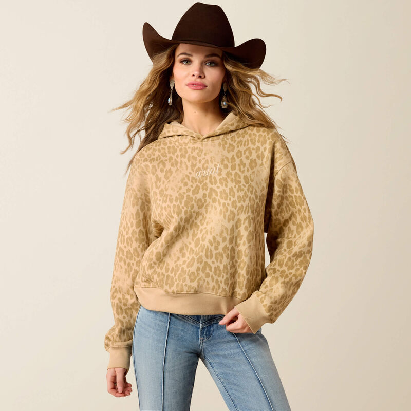 ARIAT WOMEN'S Essential Hoodie-FADED LEOPARD