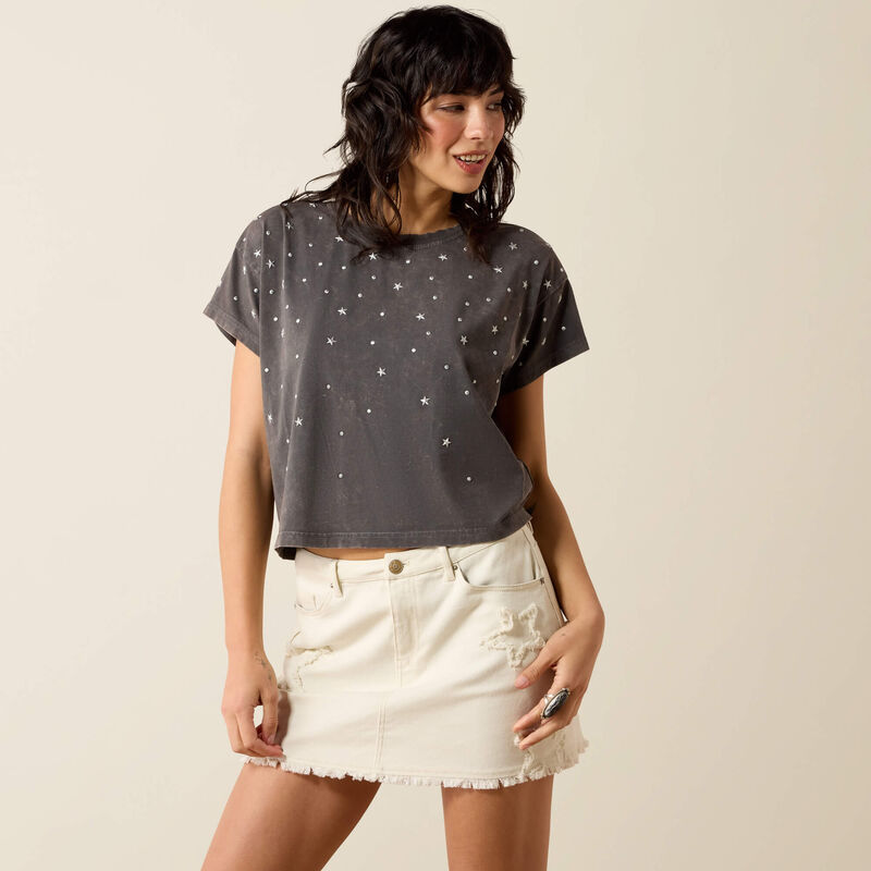 ARIAT WOMEN'S Star Studded T-Shirt-CARBON COPY