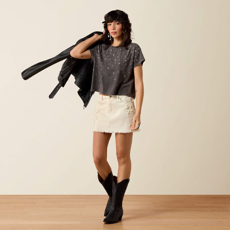 ARIAT WOMEN'S Star Studded T-Shirt-CARBON COPY