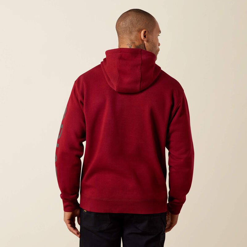 ARIAT Rebar Lightweight Logo Hoodie-POMEGRANATE|LICORICE
