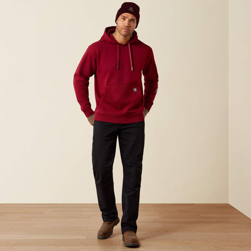 ARIAT Rebar Lightweight Logo Hoodie-POMEGRANATE|LICORICE