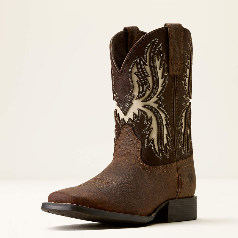 ARIAT BOYS Driftwood Wide Square Toe Western Boot-EARTH|ROYAL CHOCOLATE 10080273