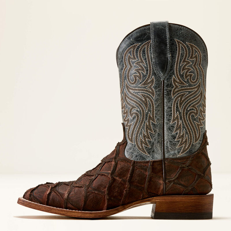 ARIAT MEN'S Riverside Wide Square Toe Cowboy Boots-CHOCOLATE BASS PRINT|INDIGO HONOR 10080345